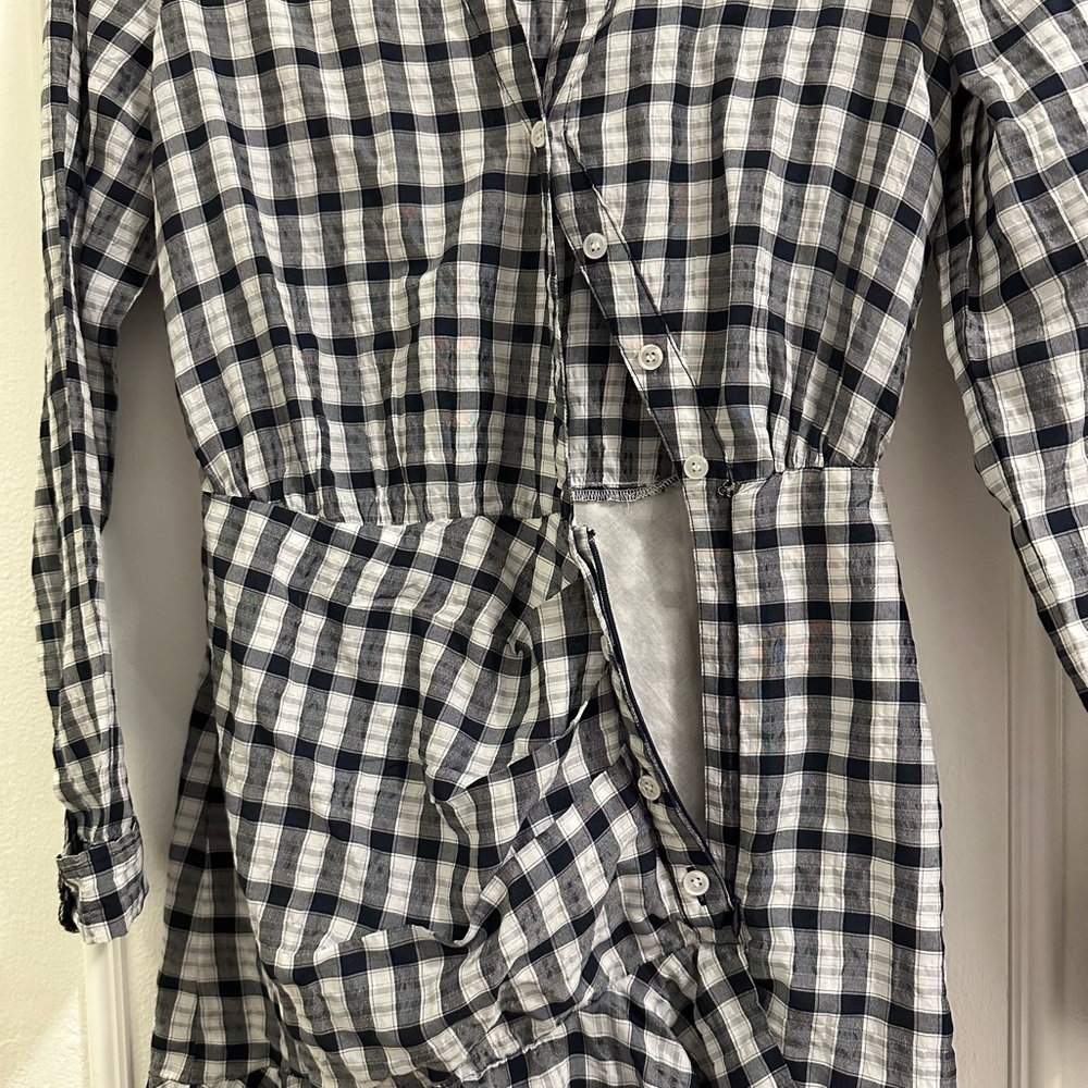 Veronica Beard Black & White Checked Long Sleeve Wrap Dress - Picture 5 of 7
